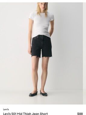 Levi's Black Mid-Thigh 501 Jean Shorts